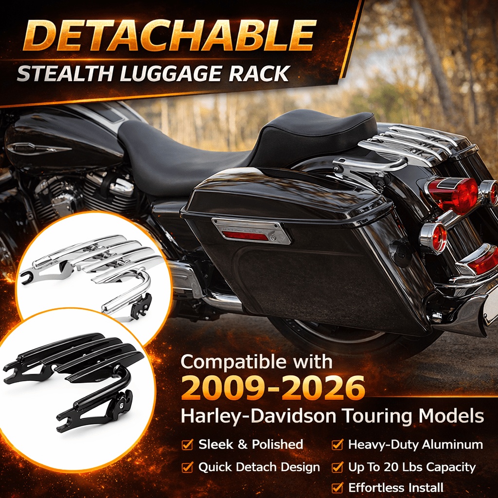 Eagle Lights Detachable Stealth Luggage Rack –  Touring Cargo Rack for Harley Touring Models