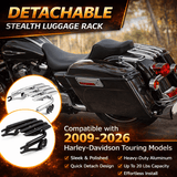 Eagle Lights Detachable Stealth Luggage Rack –  Touring Cargo Rack for Harley Touring Models