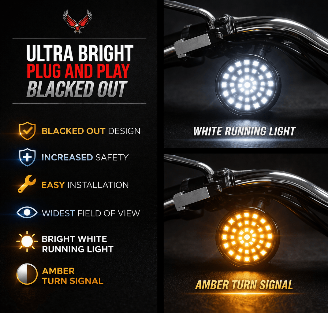Eagle Lights Midnight Edition 2" Front LED Turn Signals for Harley-Davidson® Motorcycles