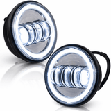 Eagle Lights 7" LED Headlight and 4.5" LED Passing Light Kit with Halo Rings for Harley-Davidson® & Indian® Motorcycles - Generation III / Chrome / Halo Ring