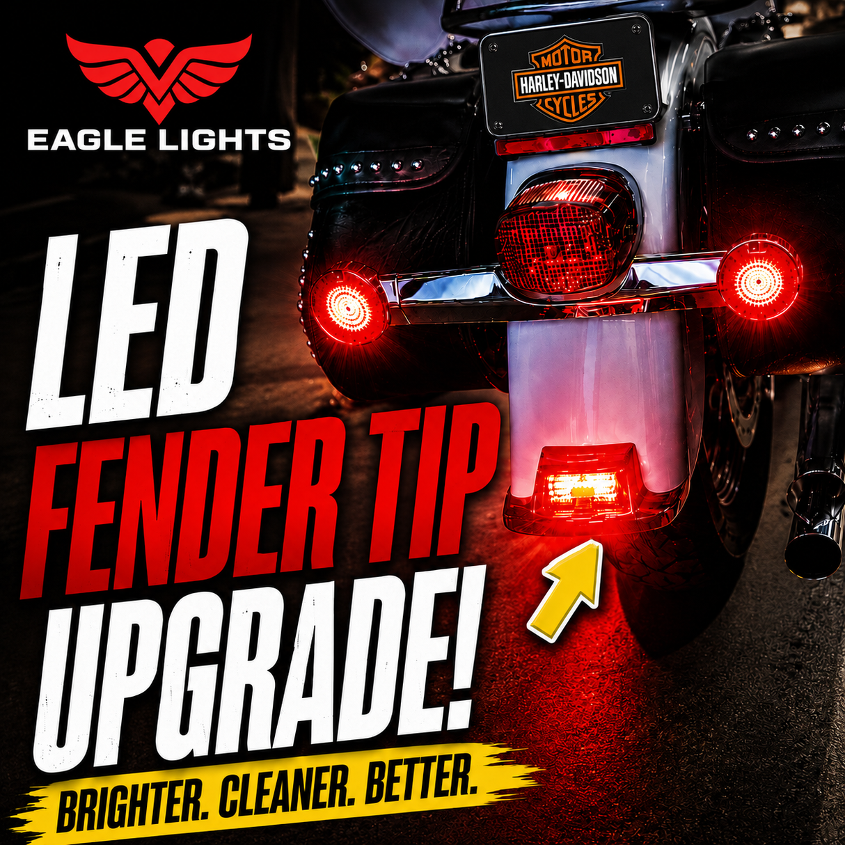 Eagle Lights LED Front and Rear Fender Tip Lights with Smoked Lenses for Harley-Davidson® Motorcycles