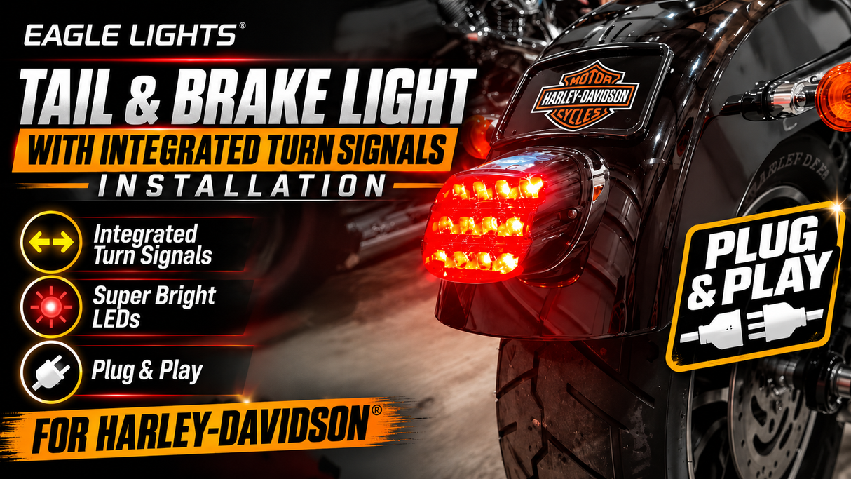 Eagle Lights Rear Layback LED Taillamp with Built in Turn Signals for Harley-Davidson® Motorcycles