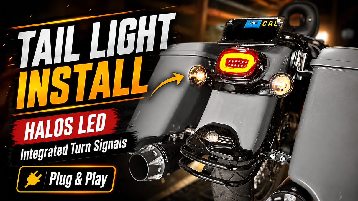Eagle Lights HALOS Layback LED Tail Light with Turn Signals for Harley-Davidson® Motorcycles