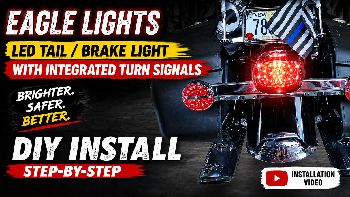 Eagle Lights Squareback LED Replacement Harley-Davidson® Softtail / Touring / Sportster / Dyna Tail Light with Built In LED Turn Signals