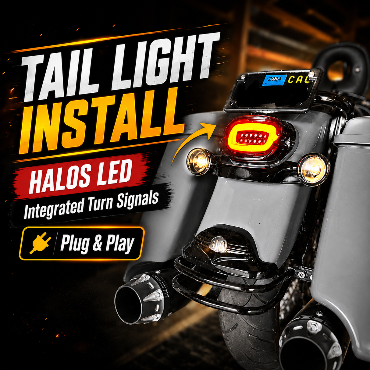 Eagle Lights HALOS Layback LED Tail Light with Turn Signals for Harley-Davidson® Motorcycles