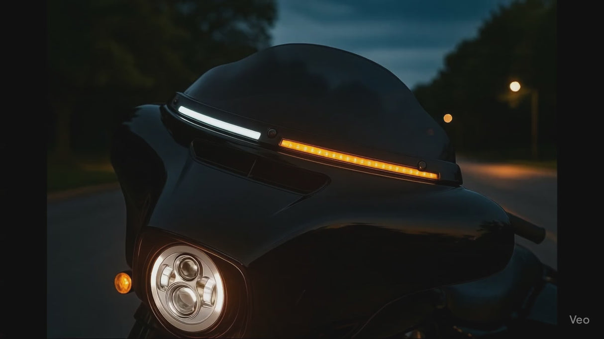 Eagle Lights HALOS LED Windshield Trim – Black | Fits Harley-Davidson® Touring Models (2014–2025)