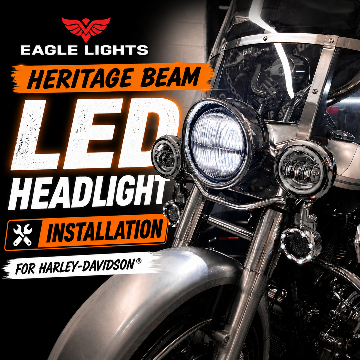 Eagle Lights Heritage Beam™ 7-Inch PAR56 H6024 Restomod LED Headlight for Motorcycles
