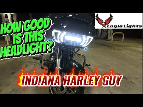 Eagle Lights LED Projection Headlight for Harley Davidson 2015 or Newer Road Glide with HALOS Vent Insert Light Combo Kit