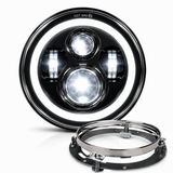 Eagle Lights 7" LED Headlight with LED Halo Ring for Harley-Davidson® and Indian® Motorcycles - Generation I /  Black Kit