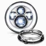Eagle Lights 7" LED Headlight with LED Halo Ring for Harley-Davidson® and Indian® Motorcycles - Generation I / Chrome Kit
