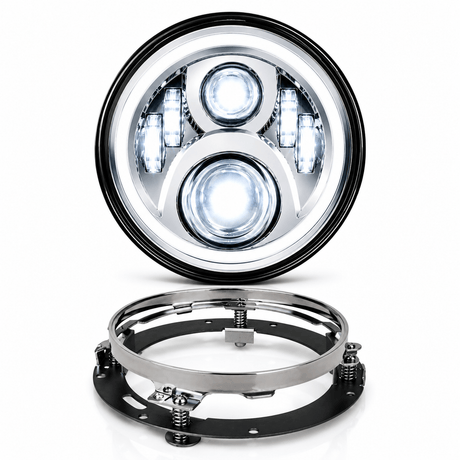 Eagle Lights 7" LED Headlight For Harley-Davidson® and Indian® Motorcycles - Chrome / Generation II