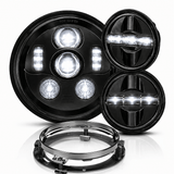 Eagle Lights 7" LED Headlight and 4.5" LED Passing Light Kit for Harley-Davidson® and Indian® Motorcycles - Generation III / Black