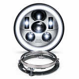 Eagle Lights 7" LED Headlight Kit with Halo Ring for Harley-Davidson® and Indian® Motorcycles - Generation III / Chrome