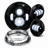 Eagle Lights 7" LED Headlight and 4.5" LED Passing Light Kit for Harley-Davidson and Indian Motorcycles - Generation I / Black