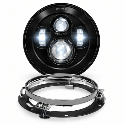 Eagle Lights 7" LED Headlight for Harley-Davidson® and Indian® Motorcycles - Generation I / Black Kit