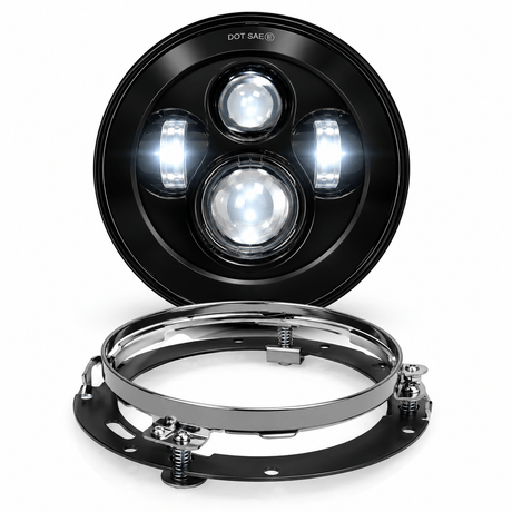 Eagle Lights 7" LED Headlight for Harley-Davidson® and Indian® Motorcycles - Generation I / Black Kit