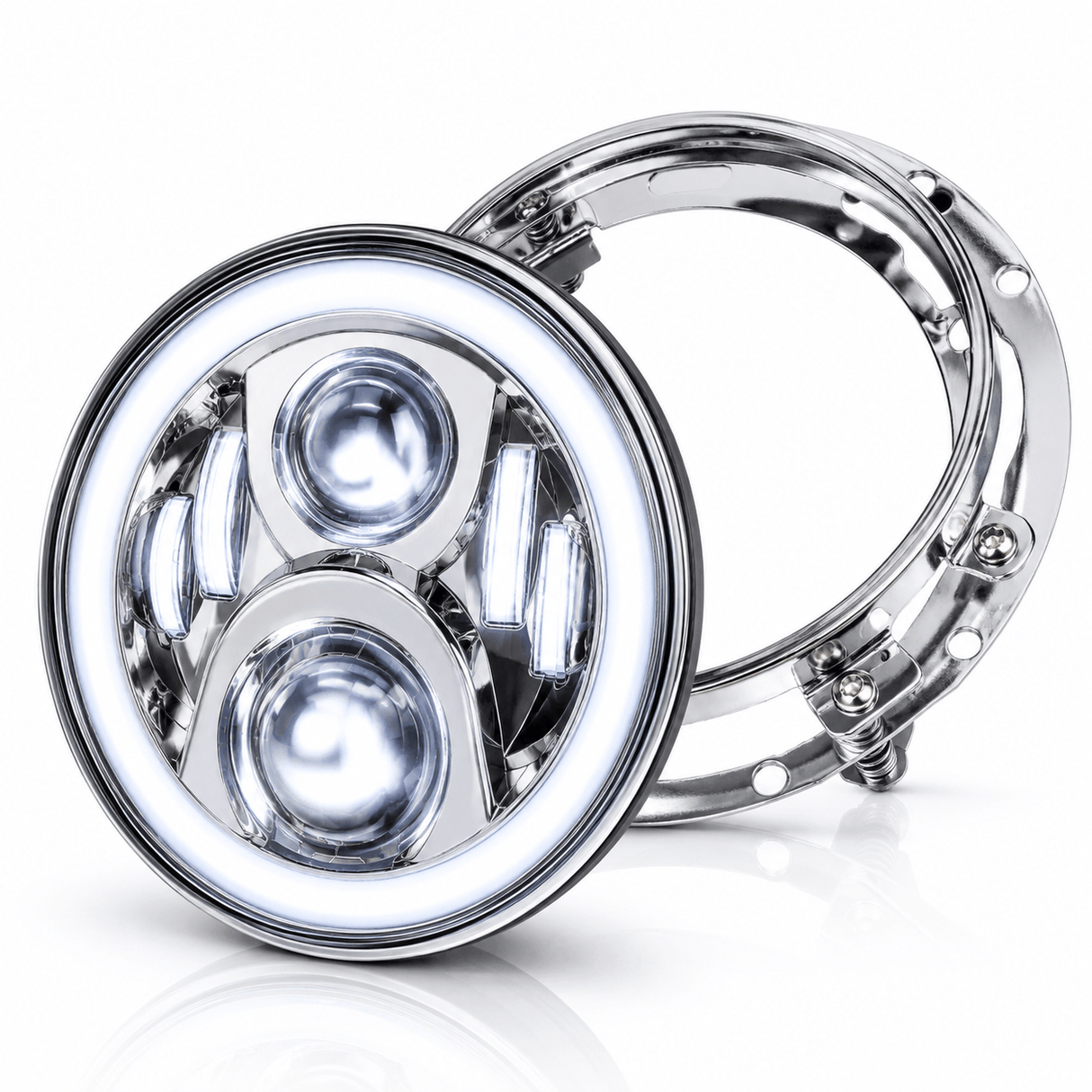 Eagle Lights 7" LED Headlight with LED Halo Ring for Harley-Davidson® and Indian® Motorcycles - Generation II / Chrome Kit