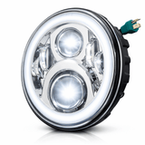 Eagle Lights 7" LED Headlight and 4.5" LED Passing Light Kit with Halo Rings for Harley-Davidson® & Indian® Motorcycles - Generation II / Chrome / Halo Ring