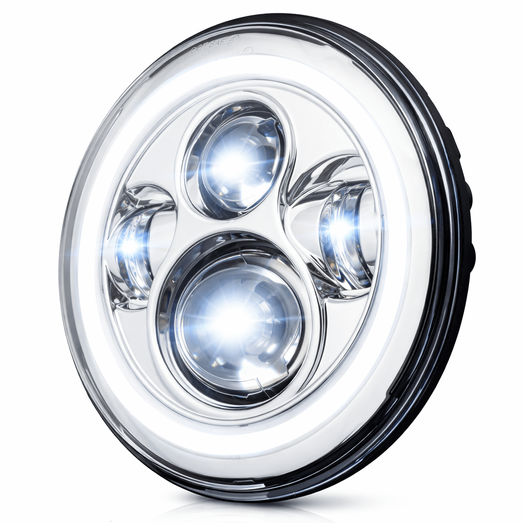 Eagle Lights 7" LED Headlight with LED Halo Ring for Harley-Davidson® and Indian® Motorcycles - Generation I / Chrome Kit