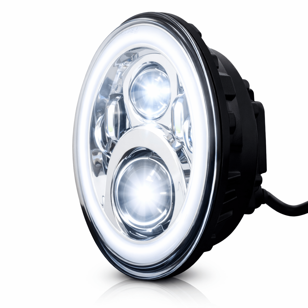 Eagle Lights 7" LED Headlight and 4.5" LED Passing Light Kit with Halo Rings for Harley-Davidson® & Indian® Motorcycles - Generation II / Chrome / Halo Ring