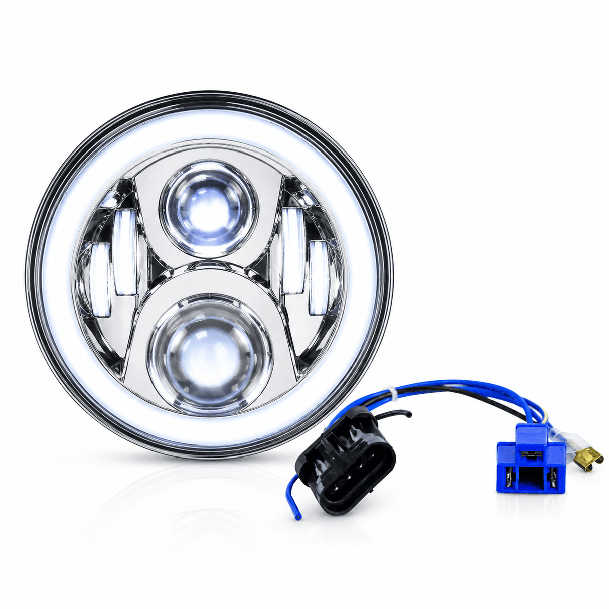Eagle Lights 7" LED Headlight with LED Halo Ring for Harley-Davidson® and Indian® Motorcycles - Generation II / Chrome Kit
