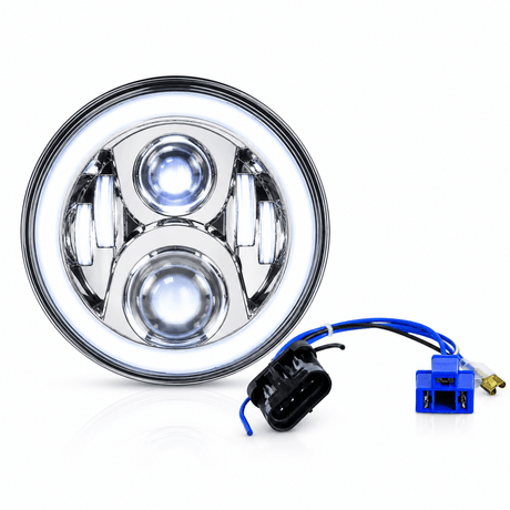 Eagle Lights 7" LED Headlight with LED Halo Ring for Harley-Davidson® and Indian® Motorcycles - Generation II / Chrome Kit