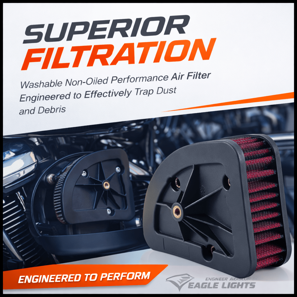 Eagle Lights AIRSHIELD™ High-Flow Washable Air Filter — Red | Harley-Davidson® M8 Touring 107 (2017–2026)
