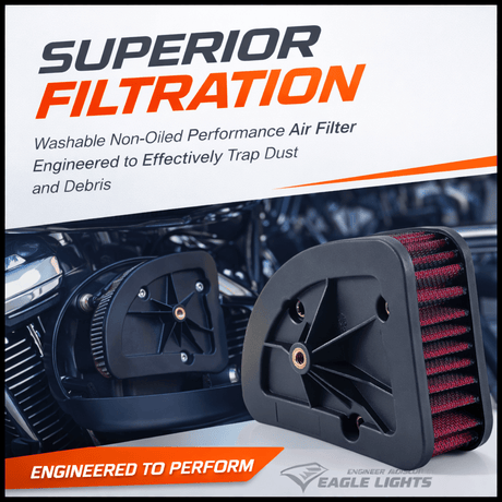 Eagle Lights AIRSHIELD™ High-Flow Washable Air Filter — Red | Harley-Davidson® M8 Touring 107 (2017–2026)