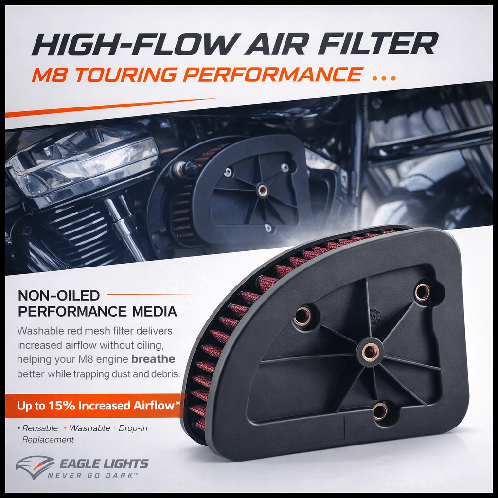 Eagle Lights AIRSHIELD™ High-Flow Washable Air Filter — Red | Harley-Davidson® M8 Touring 107 (2017–2026)