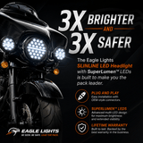 Eagle Lights 7" SLIM LINE Multi LED Projection Headlight - Black - Fits All 7" Harley-Davidson® and Indian® Headlight Buckets