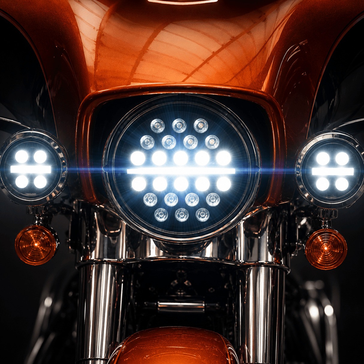 Eagle Lights 7" SLIM LINE Multi LED Projection Headlight - Black - Fits All 7" Harley-Davidson® and Indian® Headlight Buckets