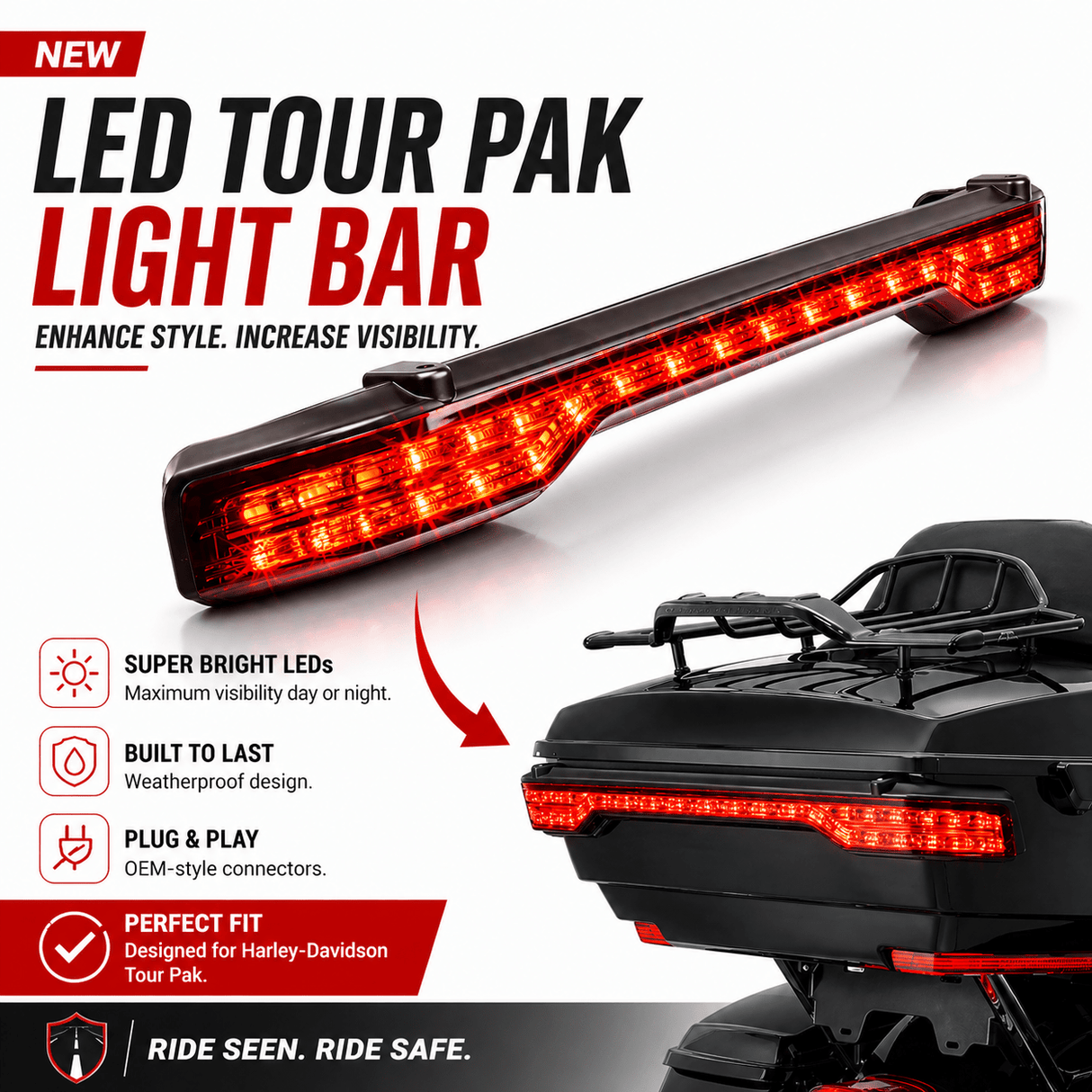 Eagle Lights Tour Pak LED Brake, Tail and Turn Signal Light for 2014 - 2025 Harley-Davidson® Motorcycles