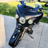 Eagle Lights 7" LED Headlight and 4.5" LED Passing Light Kit with Halo Rings for Harley-Davidson® & Indian® Motorcycles - Generation III / Black / Halo Ring