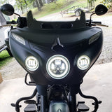 Eagle Lights 7" LED Headlight and 4.5" LED Passing Light Kit with Halo Rings for Harley-Davidson® & Indian® Motorcycles - Generation III / Black / Halo Ring