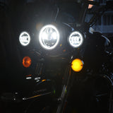 Eagle Lights 7" LED Headlight and 4.5" LED Passing Light Kit with Halo Rings for Harley-Davidson® & Indian® Motorcycles - Generation III / Chrome / Halo Ring