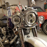 Eagle Lights 7" LED Headlight and 4.5" LED Passing Light Kit with Halo Rings for Harley-Davidson® & Indian® Motorcycles - Generation II / Chrome / Halo Ring