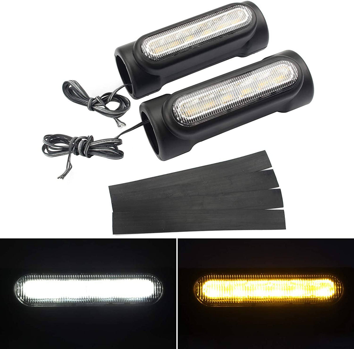 Eagle Lights Motorcycle Highway Bar Light Switchback Driving Lights DRL Turn Signal (White Amber LED for Crash Bars Harley Davidson Touring Bikes)