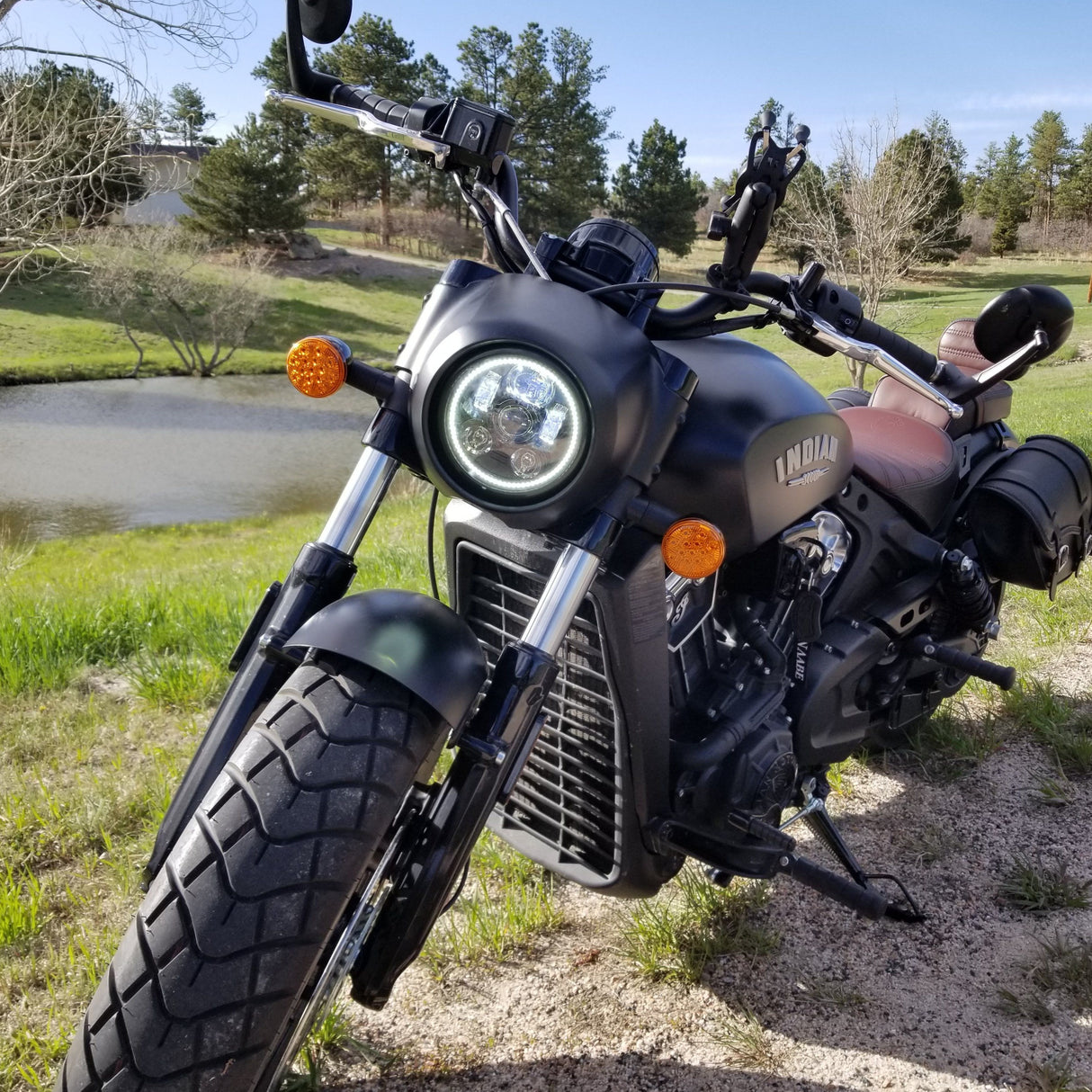 Eagle Lights 5 3/4" LED Headlight Kit with Halo Ring for Harley Davidson and Indian Motorcycles - Generation III / Black