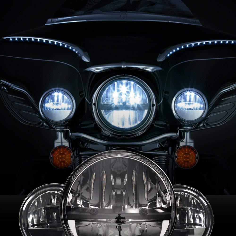 7” LED Headlight And Passing Lights - Eagle Lights Complex Reflector Series 7" Round LED Headlight With LED Passing Lights For Harley Davidson