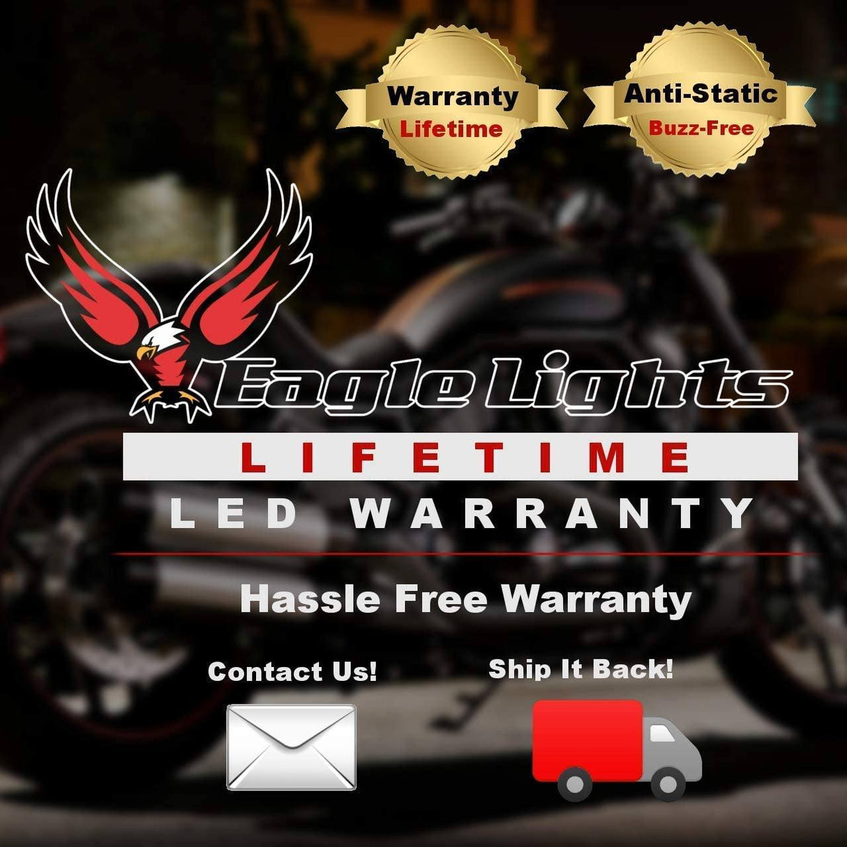 Eagle Lights Flashing Strobe Layback LED Tail Brake Light Kit for Harley Davidson Tri Glide Models