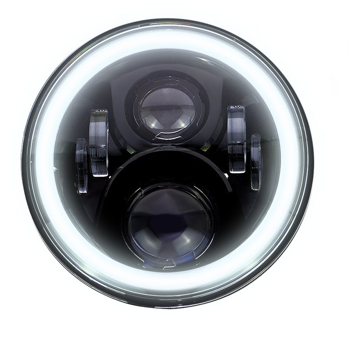 Eagle Lights 7" LED Headlight with LED Halo Ring for Harley Davidson and Indian Motorcycles - Generation II / Black Kit