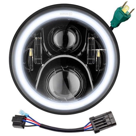 Eagle Lights 7" LED Headlight with LED Halo Ring for Harley-Davidson® and Indian® Motorcycles - Generation II / Black Kit