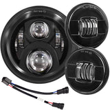 Eagle Lights 7" LED Headlight and 4.5" LED Passing Light Kit for Harley and Indians - Generation II / Black