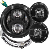 Eagle Lights 7" LED Headlight and 4.5" LED Passing Light Kit for Harley and Indians - Generation II / Black