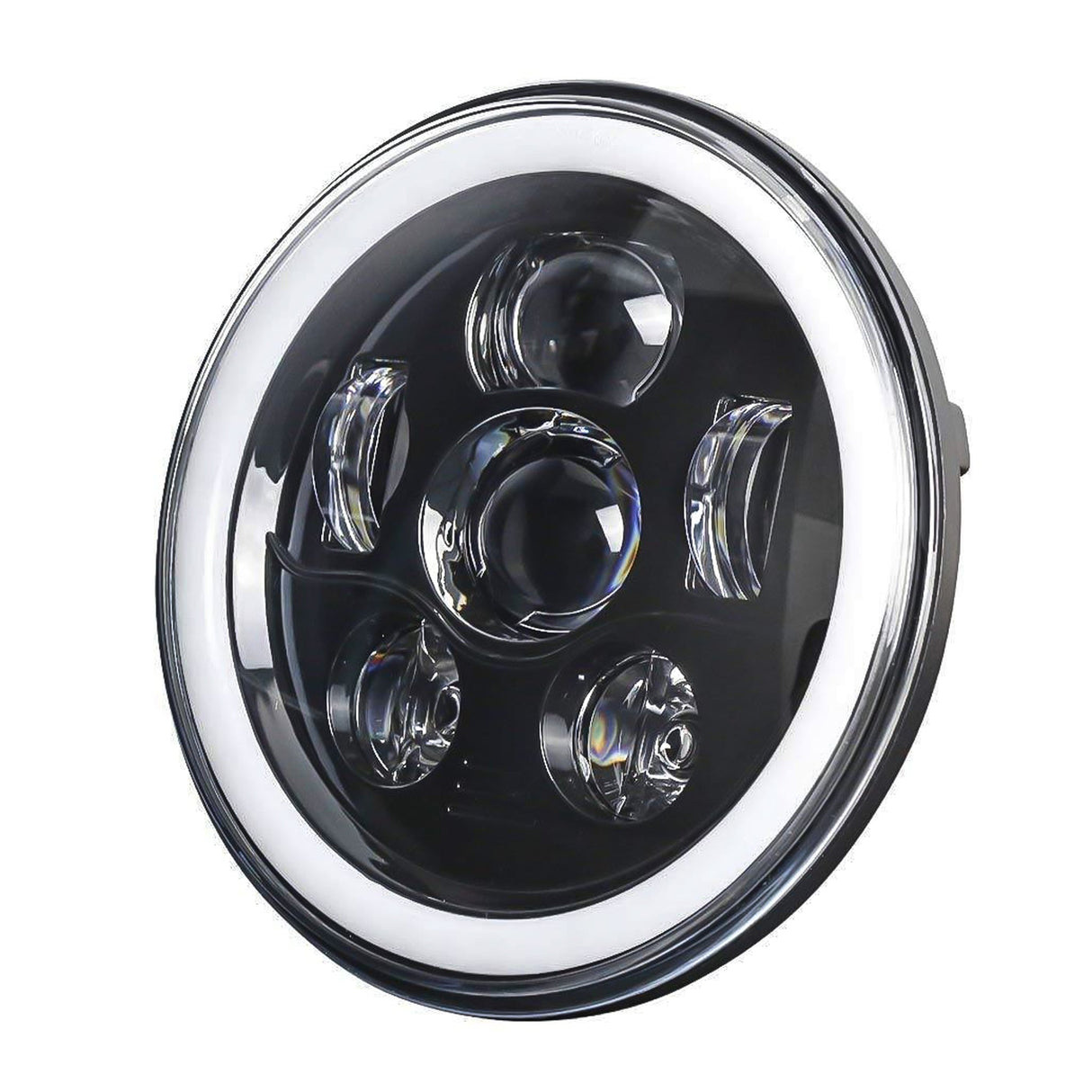 Eagle Lights 7" LED Headlight Kit with Halo Ring for Harley Davidson and Indian Motorcycles - Generation III / Black