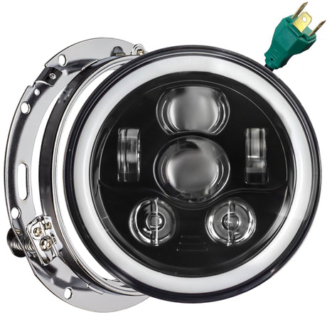 Eagle Lights 7" LED Headlight Kit with Halo Ring for Harley-Davidson® and Indian® Motorcycles - Generation III / Black