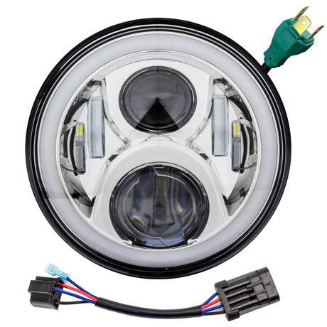 Eagle Lights 7" LED Headlight with LED Halo Ring for Harley-Davidson® and Indian® Motorcycles - Generation II / Chrome Kit