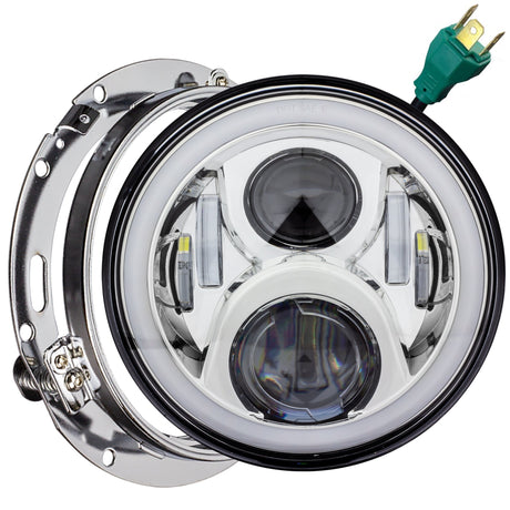 Eagle Lights 7" LED Headlight with LED Halo Ring for Harley-Davidson® and Indian® Motorcycles - Generation II / Chrome Kit