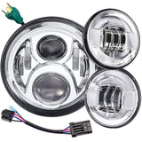 Eagle Lights 7" LED Headlight and 4.5" LED Passing Light Kit for Harley Davidson and Indian Motorcycles - Generation II / Chrome