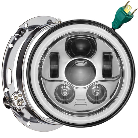 Eagle Lights 7" LED Headlight Kit with Halo Ring for Harley-Davidson® and Indian® Motorcycles - Generation III / Chrome